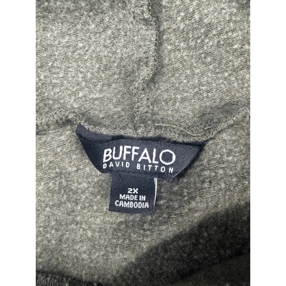 Buffalo David Bitton Hoodie 2X‎ Olive Green Pullover Sweatshirt Casual Mens